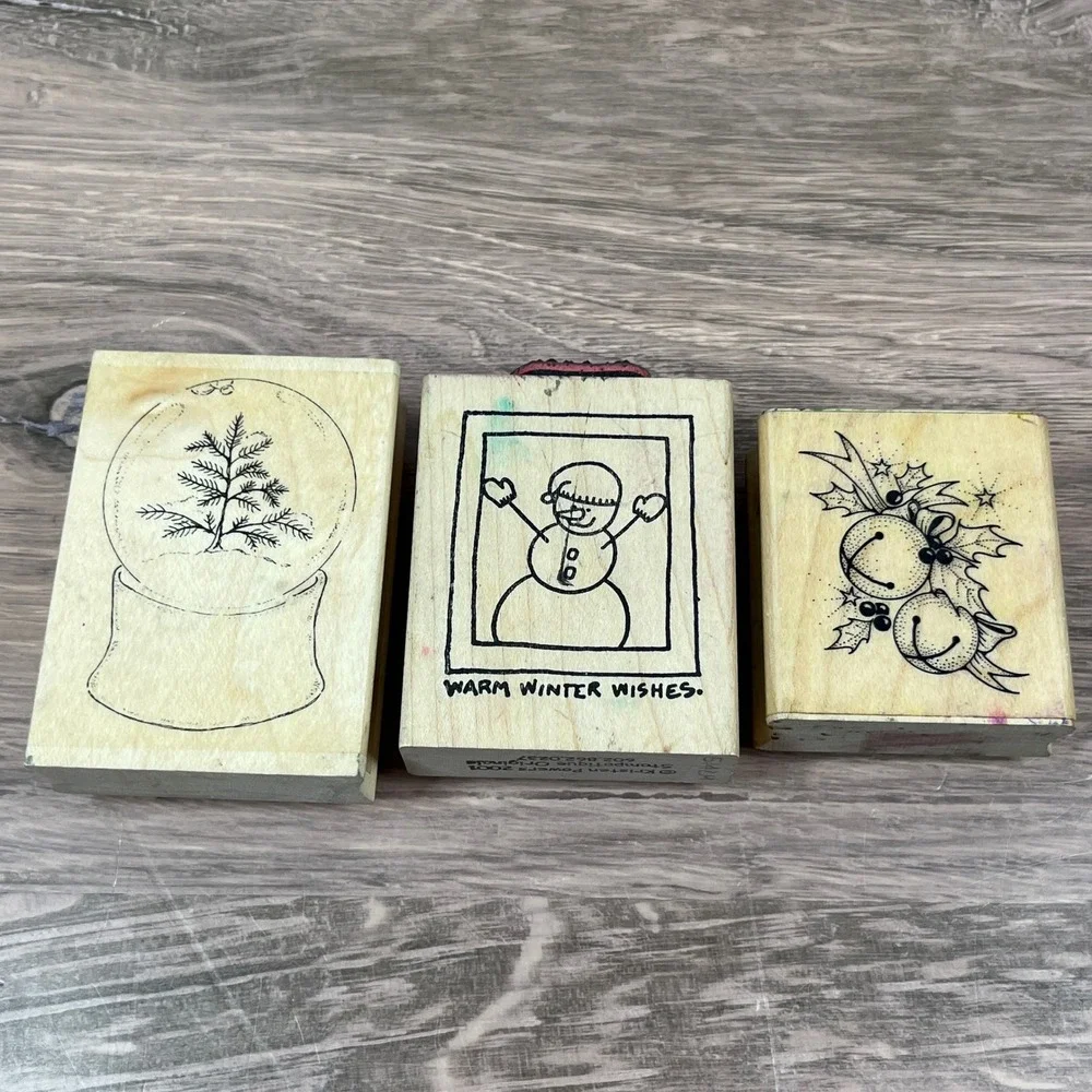 Vintage Stampin Up Christmas Rubber Stamp Lot 25pc Wood Block Holiday Winter